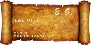Bakk Olga névjegykártya